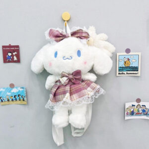 Japanese Cute Cartoon Plaid Skirt Shoulders Big Ear Dog Doll Bag