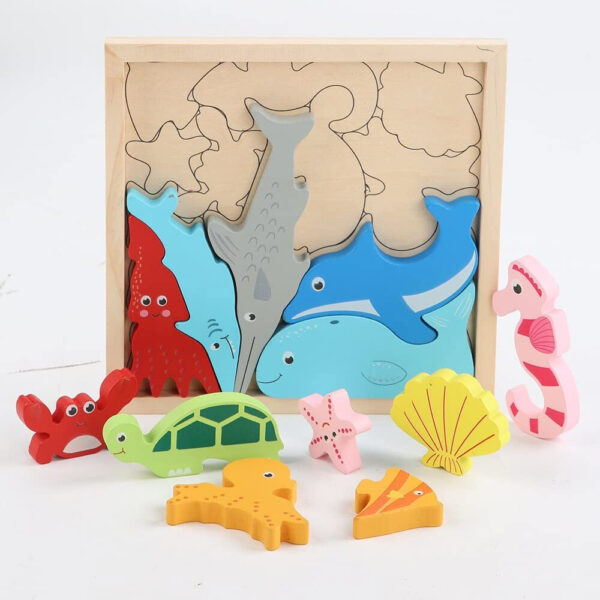 Handcrafted 3D Wooden Jigsaw Puzzle - Water Animals