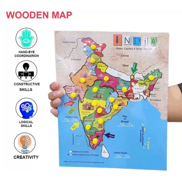 Wooden Puzzle Board - India Map