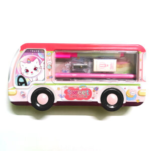 Cartoon Theme Bus Shaped Pencil Box - Pink